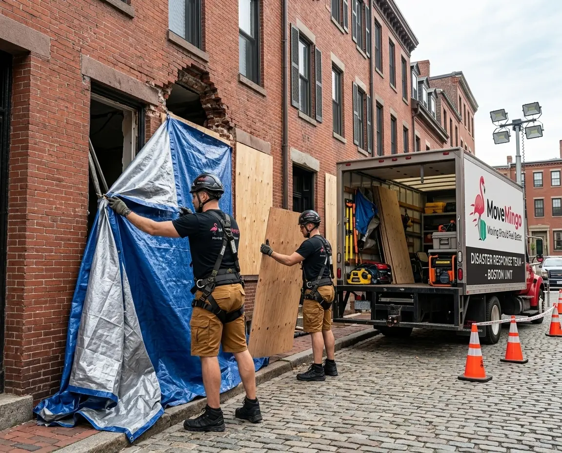 MoveMingo crew carefully packing out belongings from a home under restoration